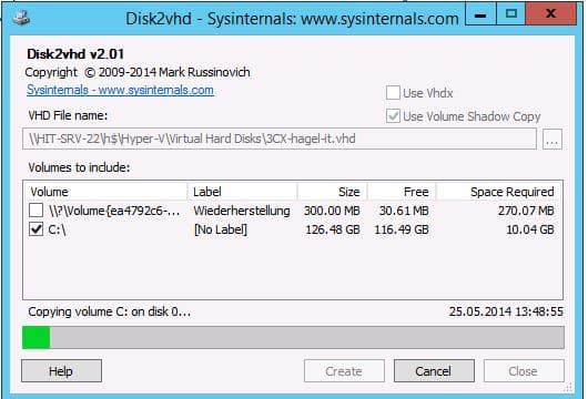 DISK2VHD Hyper-V die erstellte Maschine bootet nicht