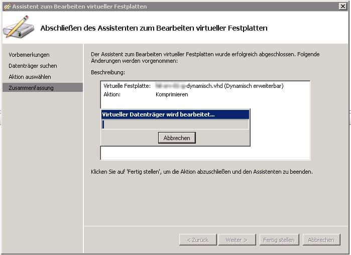 Hyper-V: virtuelle Festplatte mit fester Größe in dynamisch erweiterbare konvertieren